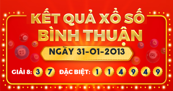 Kết quả xổ số Bình Thuận ngày 31/1/2013